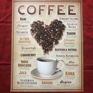 Coffee Love Collectible Tin 12.5" x 16"